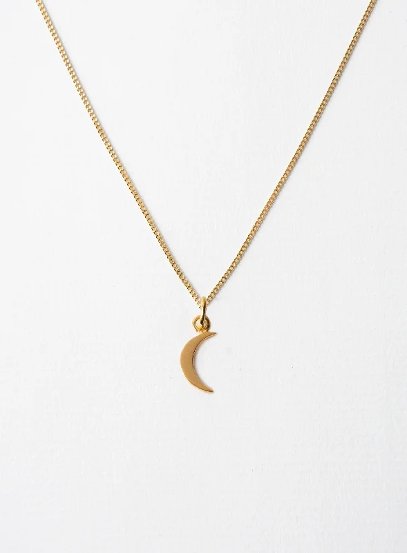 Luxury Necklace with Diamonds-Small Moon 14K Gold Plated Necklace