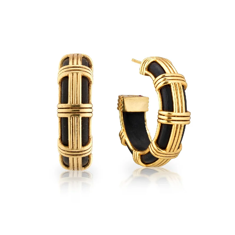 Cute Butterfly Earrings-Gaia Cage Hoop Earrings - Ebony