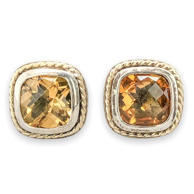 Charming Earrings for Women-SS Citrine Cable Stud Earrings