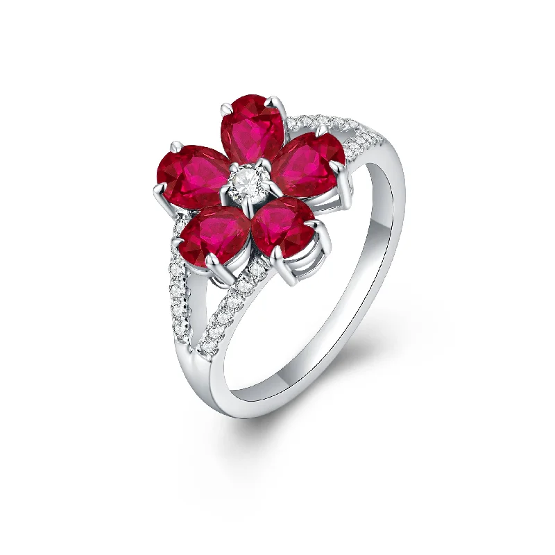 Stunning Gold Ring for Women-Ruby and Diamond Ring