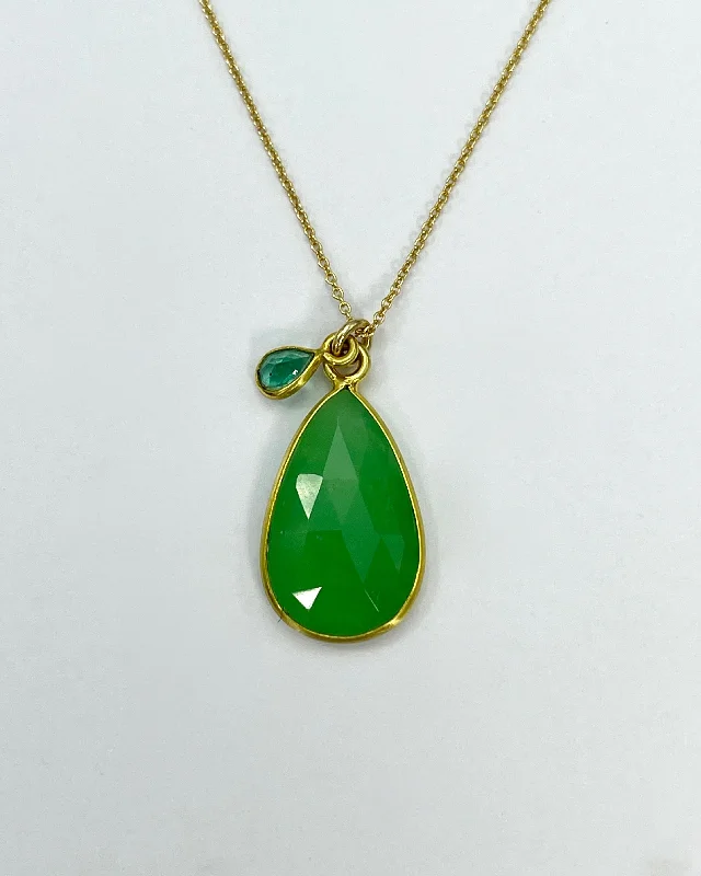 Customizable Birthstone Necklace-Margaret Solow Chrysoprase & Emerald Necklace