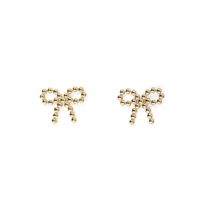 Unique Gold Earrings-Linny Co | Indie Gold Tone Bow Stud Earrings