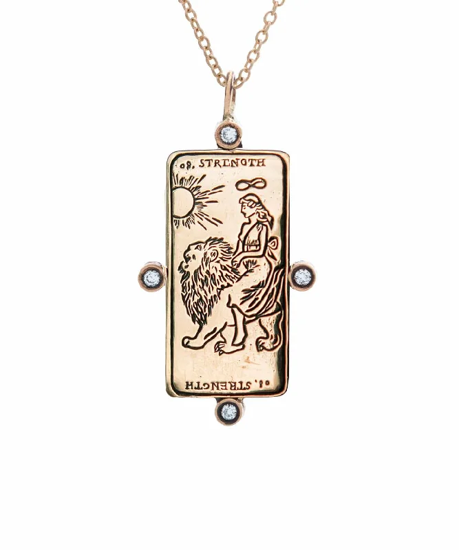 Bridal Necklace with Pearls-Diamond Strength Tarot Card Necklace