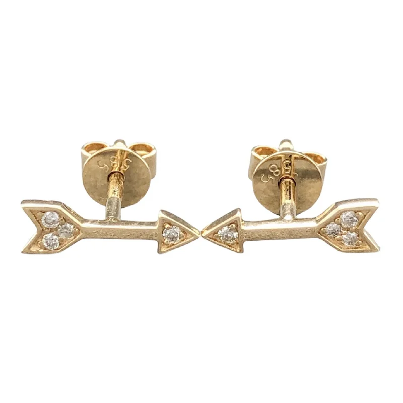 Unique Wedding Earrings-14K Y Gold 0.04cttw Diamond Arrow Earrings