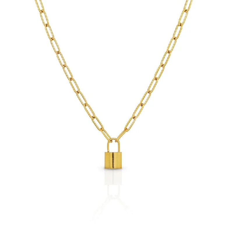 Elegant Necklace for Evening-Lock At Me Gold Necklace