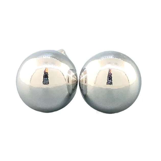 Modern Silver Drop Earrings-SS 8mm Ball Stud Earrings