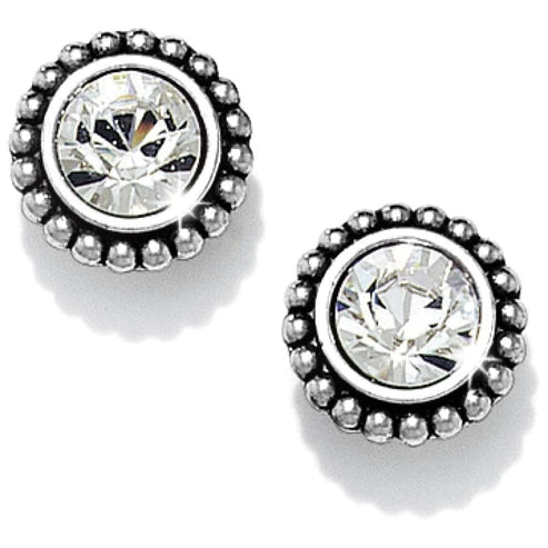 Custom Diamond Earrings-Brighton | Silver Tone Twinkle Medium Post Earrings in Clear Crystal