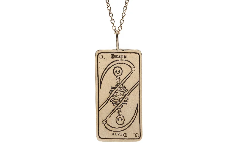 Simple Silver Necklace for Brides-Death Tarot Card Necklace