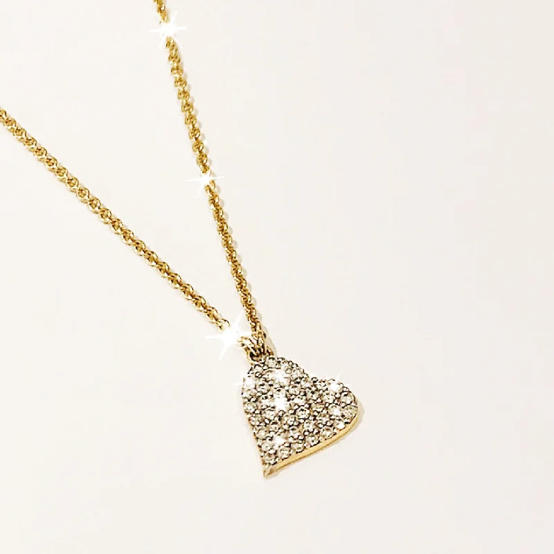 Fashion Jewelry Necklace for Women-The Lovely Heart Necklace in White Diamond & 14K Gold