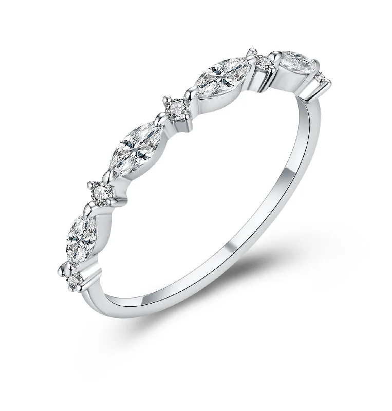 Custom Initial Ring-Round & Marquise Diamond Half Eternity Ring