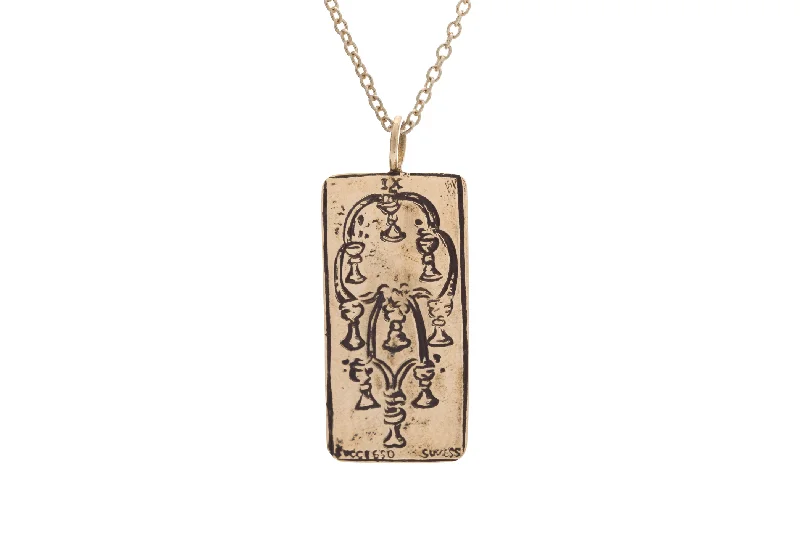 Fine Silver Necklace-Nine of Cups Tarot Card Necklace