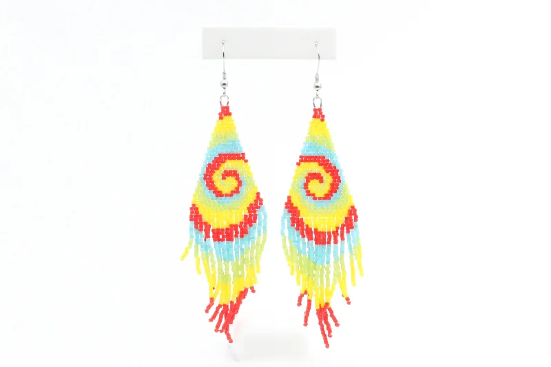 Modern Drop Earrings-Tie Dye Beaded Earrings