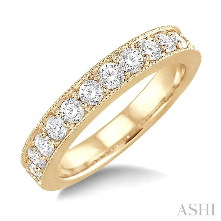 Birthstone Wedding Ring-3/4 ctw Round Cut Diamond Wedding Band in 14K Yellow Gold