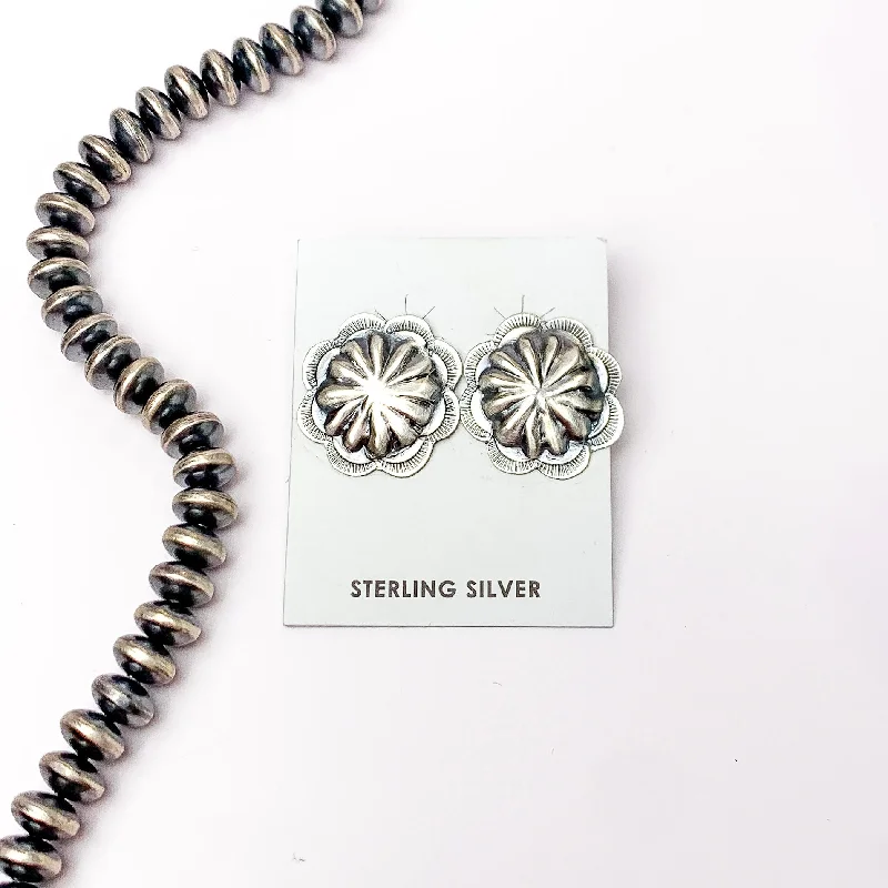 Stunning Wedding Earrings-Navajo | Navajo Handmade Sterling Silver Concho Stud Earrings