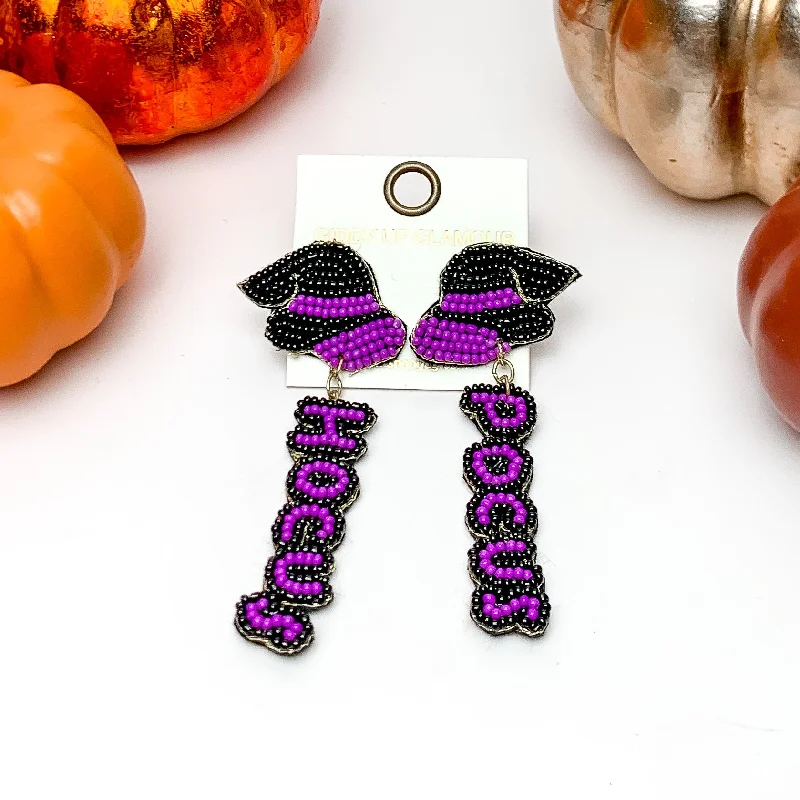 White Gold Earrings-Hocus Pocus Beaded Earrings in Black and Purple