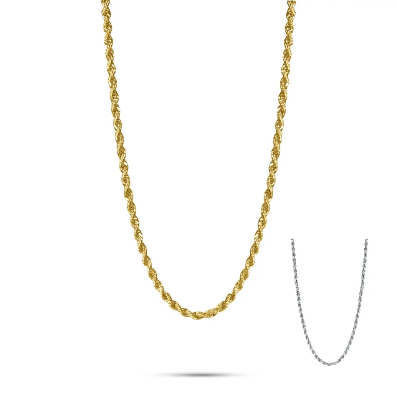 Classic Gold Chain Necklace-3mm Rope Chain Necklace