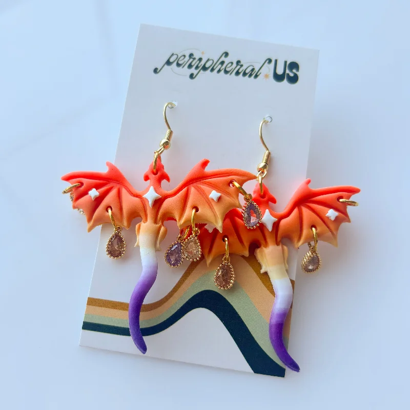 Diamond Hoop Earrings-SUNSET DRAGON EARRINGS