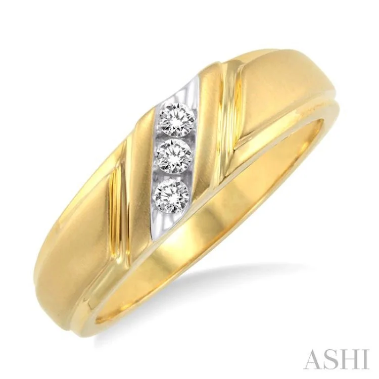 Custom Name Ring-1/8 ctw Round Cut Diamond Men's Ring in 10K Yellow Gold