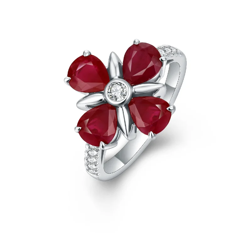 Dainty Engagement Ring-Ruby and Diamond Ring