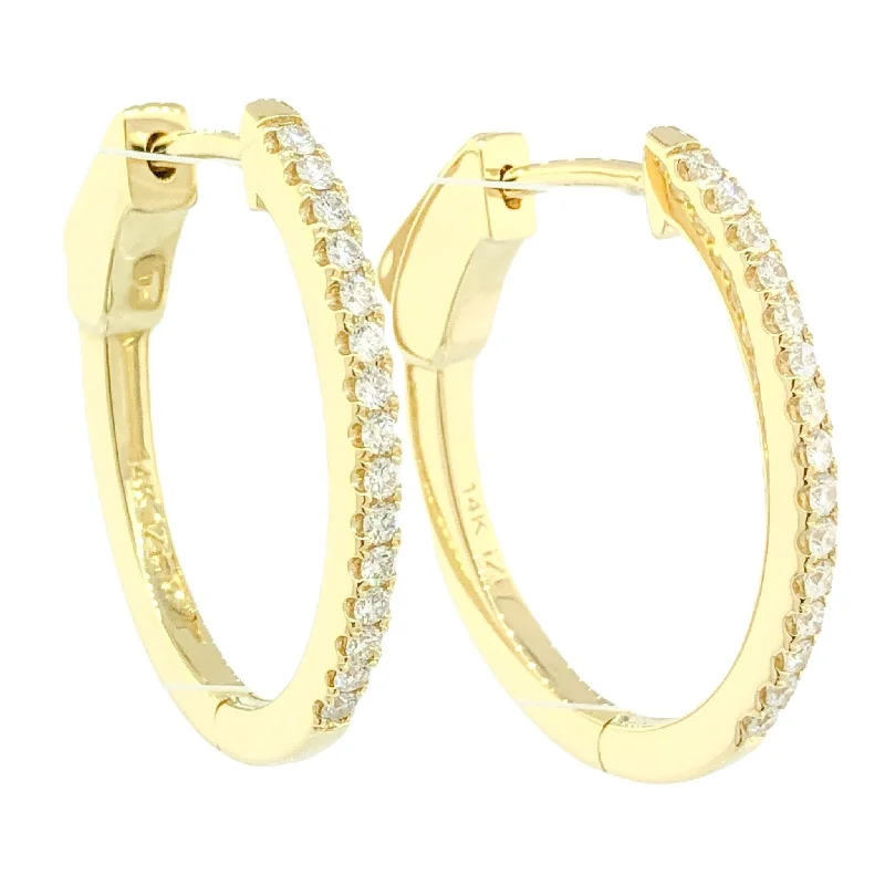 Bridal Earrings with Pearls-14K Y Gold 0.38ctw Diamond Hoop Earrings