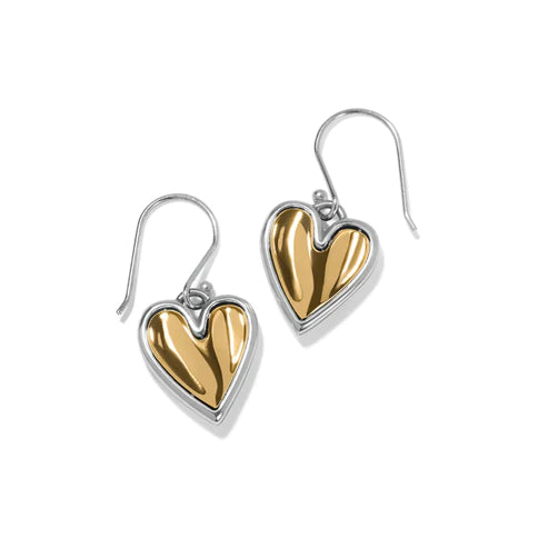 Crystal and Pearl Earrings-Brighton | Cascade Heart Reversible French Wire Earrings in Silver and Gold Tone