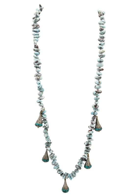 Wedding Jewelry Necklace for Bride-Larimar Ethnic Necklace