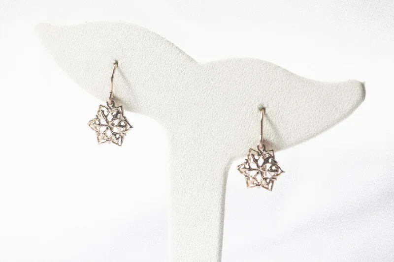 Unique Design Earrings-Rose Gold Snowflake Dangle Earrings