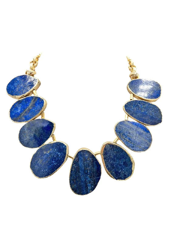 Personalized Pendant for Weddings-Lapis in Gold Foil Necklace