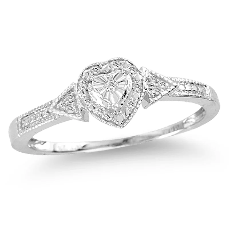 Silver Wedding Band with Diamonds-10K  0.04CT  Diamond  RING.