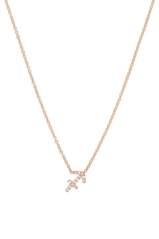 Diamond Heart Necklace-Rose Gold Diamond Sagittarius Necklace