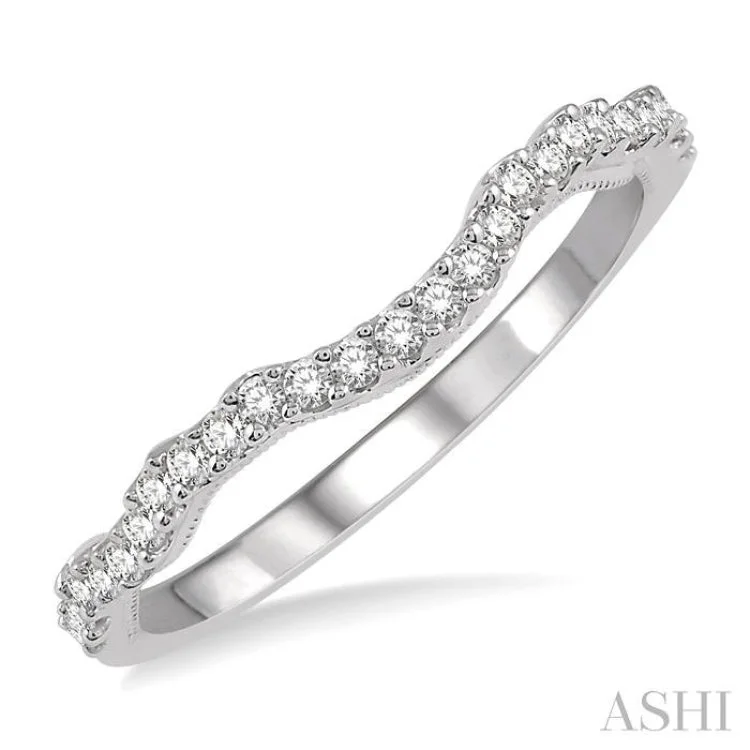 Diamond Ring for Wedding Day-1/5 ctw Curvy Round Cut Diamond Wedding Band in 14K White Gold