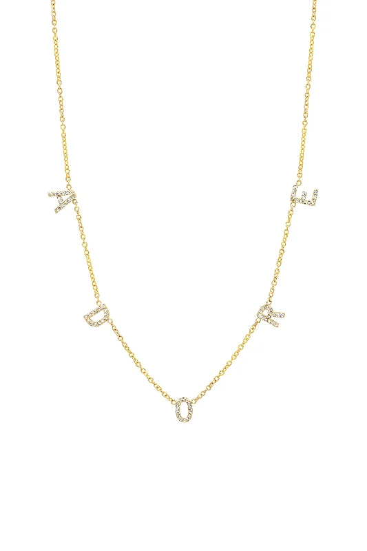 Delicate Gold Necklace-THE ORIGINAL DIAMOND SPACED LETTER NECKLACE®