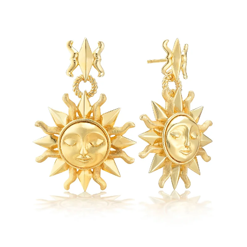 Designer Earrings for Women-Soleil Drop Earrings - Gold