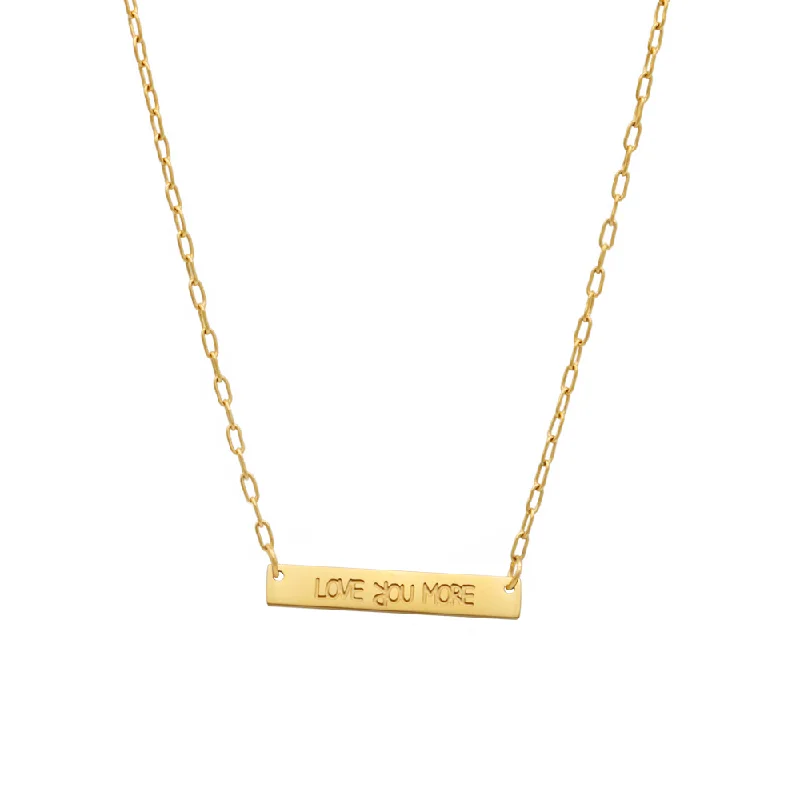 Dainty Gold Necklace-Love You More Mini Plaque Necklace Gold