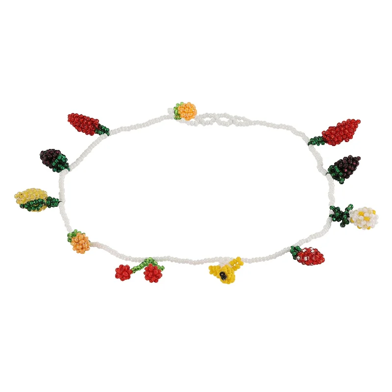 Classic Necklace with Diamonds-Fruit Salad Necklace Mixed coloured Beads