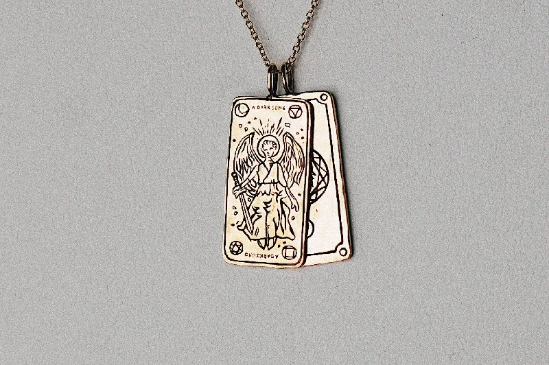 Elegant Sapphire Necklace-A Dark Song Tarot Card Necklace