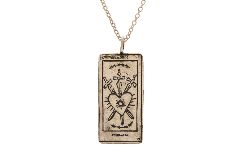 Wedding Necklace for Bride-Three of Swords Tarot Card Necklace