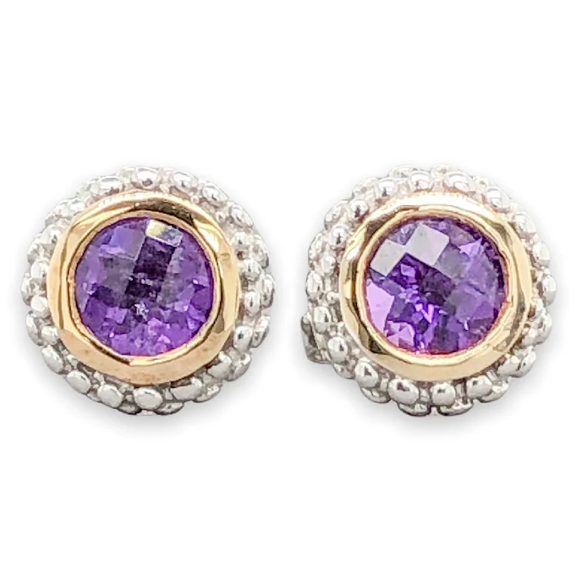 Statement Earrings for Weddings-SS Round 0.8cttw Amethyst Stud Earrings