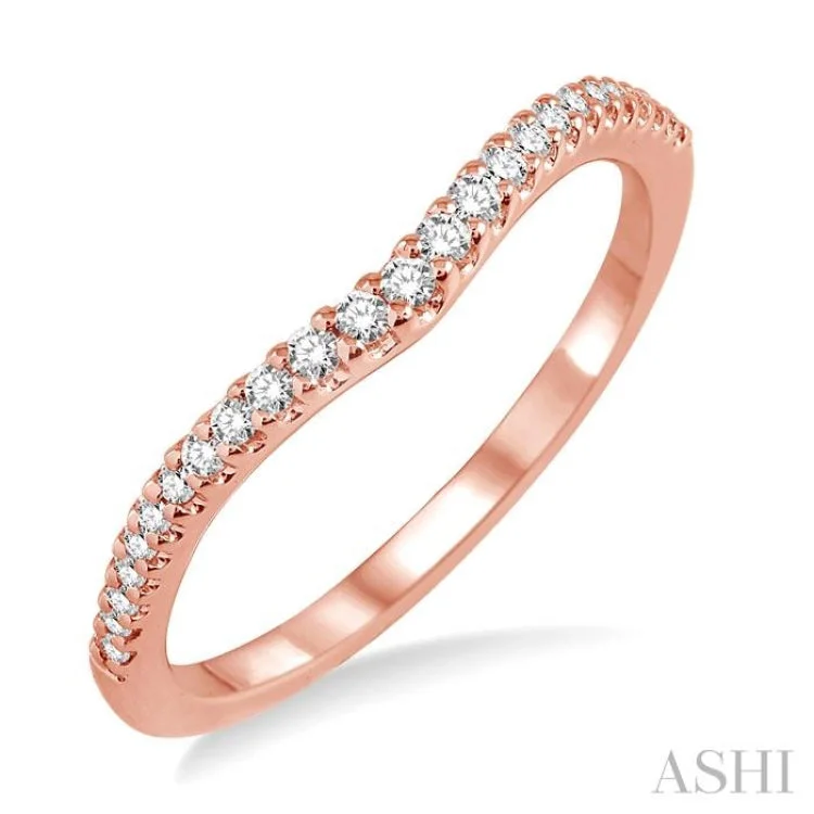 Custom Engagement Ring with Rubies-1/6 ctw Round Cut Diamond Wedding Band in 14K Rose Gold