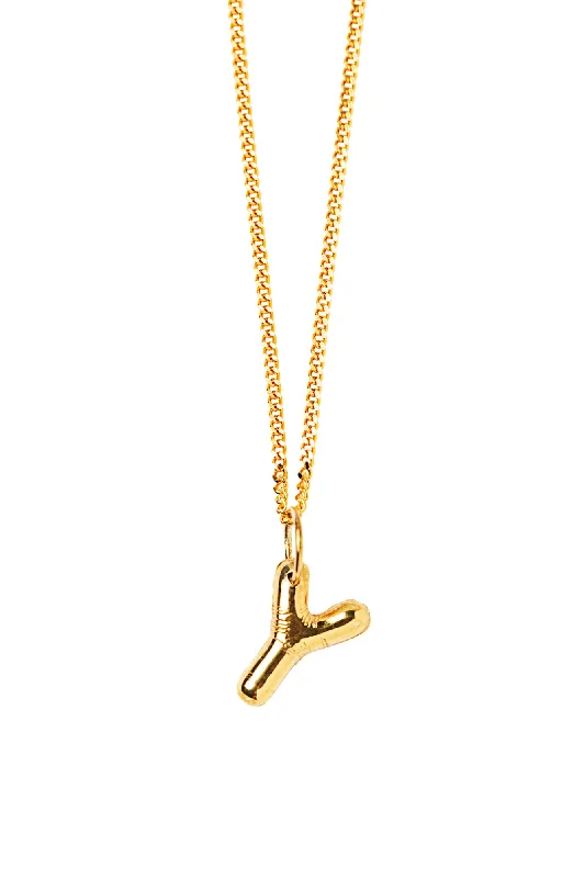 Modern Wedding Necklace-Letter Y Gold Plated Necklace