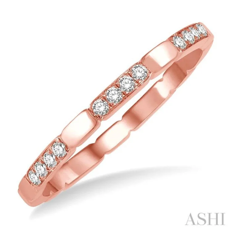 Elegant Silver Ring for Women-1/10 ctw Round Cut Diamond Block Stackable Ring in 14K Rose Gold