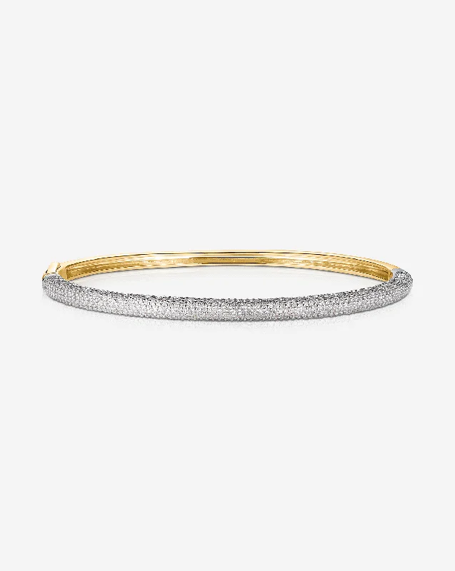 Custom Leather Wrap Bracelet-Pavé Diamond Stackable Gold Cloud Bangle