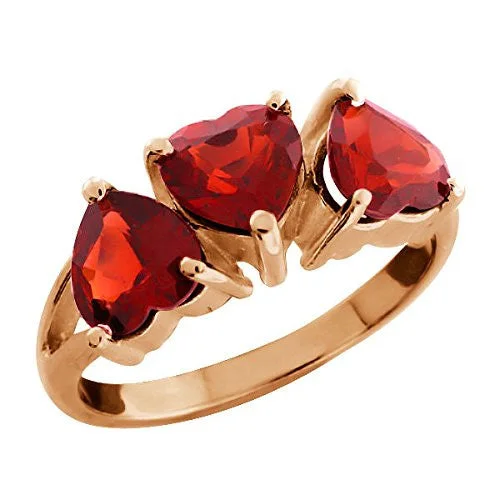 Personalized Diamond Engagement Ring-3 Ct Garnet Heart Ring 14Kt Rose Gold Plated