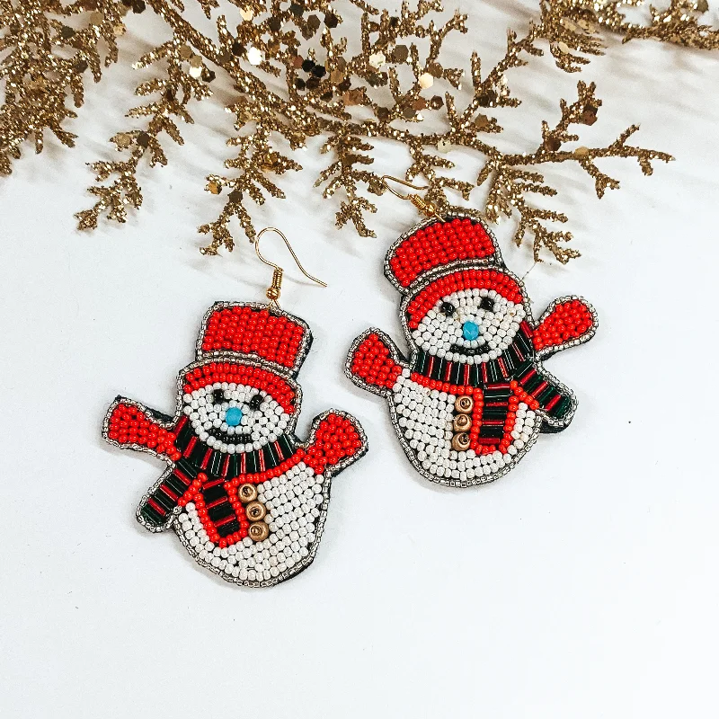 Geometric Drop Earrings-Beaded Snowman Earrings