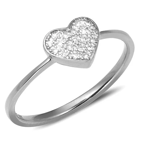 Wedding Ring Set with Diamonds-14KW 0.10CTW DIAMOND HEART RING