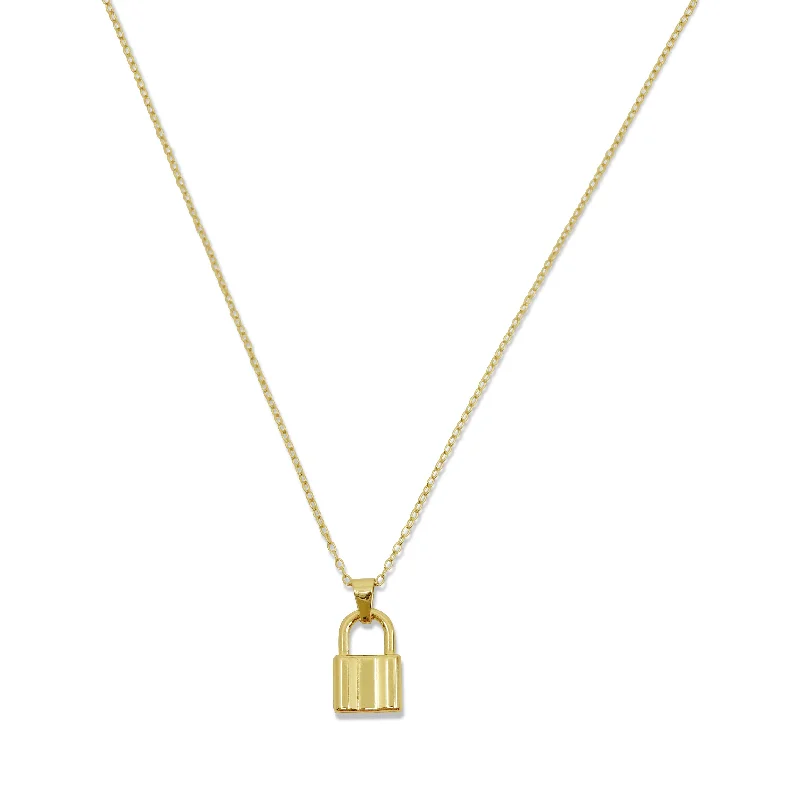 Simple Pendant Necklace-The Padlock Gold Necklace