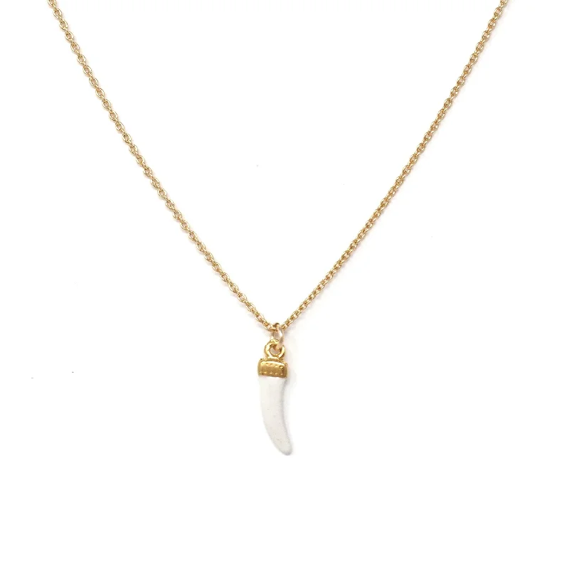 Elegant Crystal Necklace-White Horn Necklace