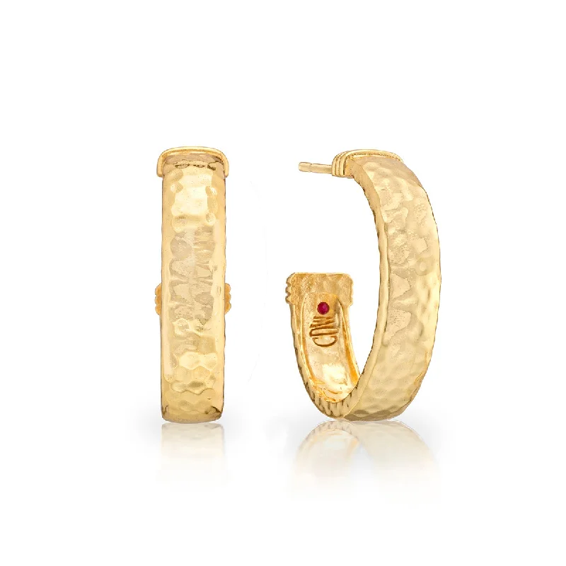 Custom Diamond Earrings-Cleopatra Classic Medium Hoop Earrings - Gold