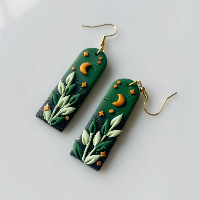 Stylish Hoop Earrings-GREEN TALL ARCH EARRINGS