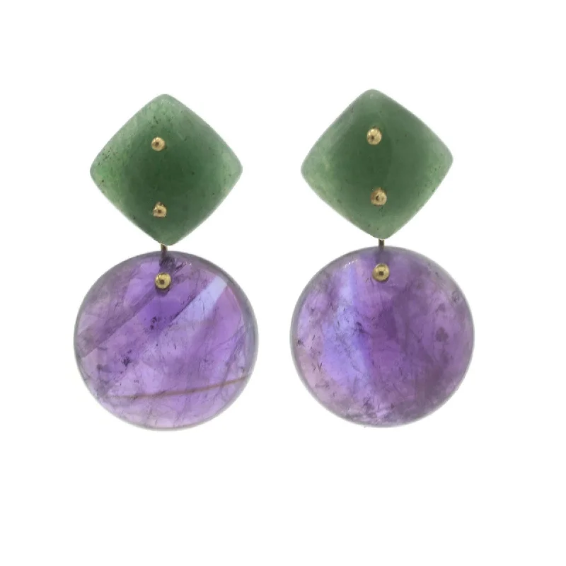 Handmade Silver Earrings-Mobile Earrings Aventurine Amethyst